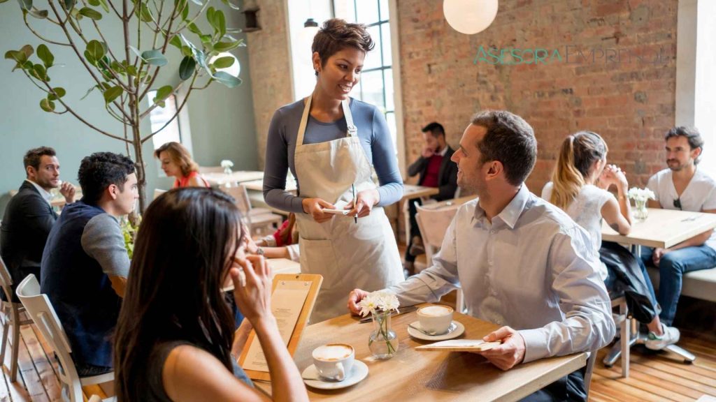 Dos empresarios comiendo en un restaurante que saben como deducir gastos de comida de autónomos